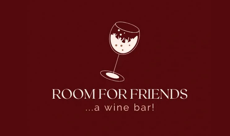 The logo for Room for Friends Wine Bar.